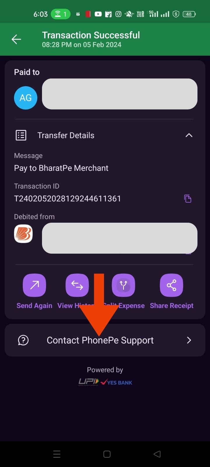 phonepe contact support