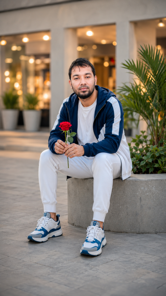 Red Rose Portrait AI Prompt